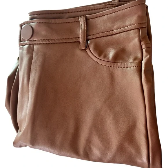 Large Shinestar Chocolate Faux Leather Pants NWT - Picture 2 of 4